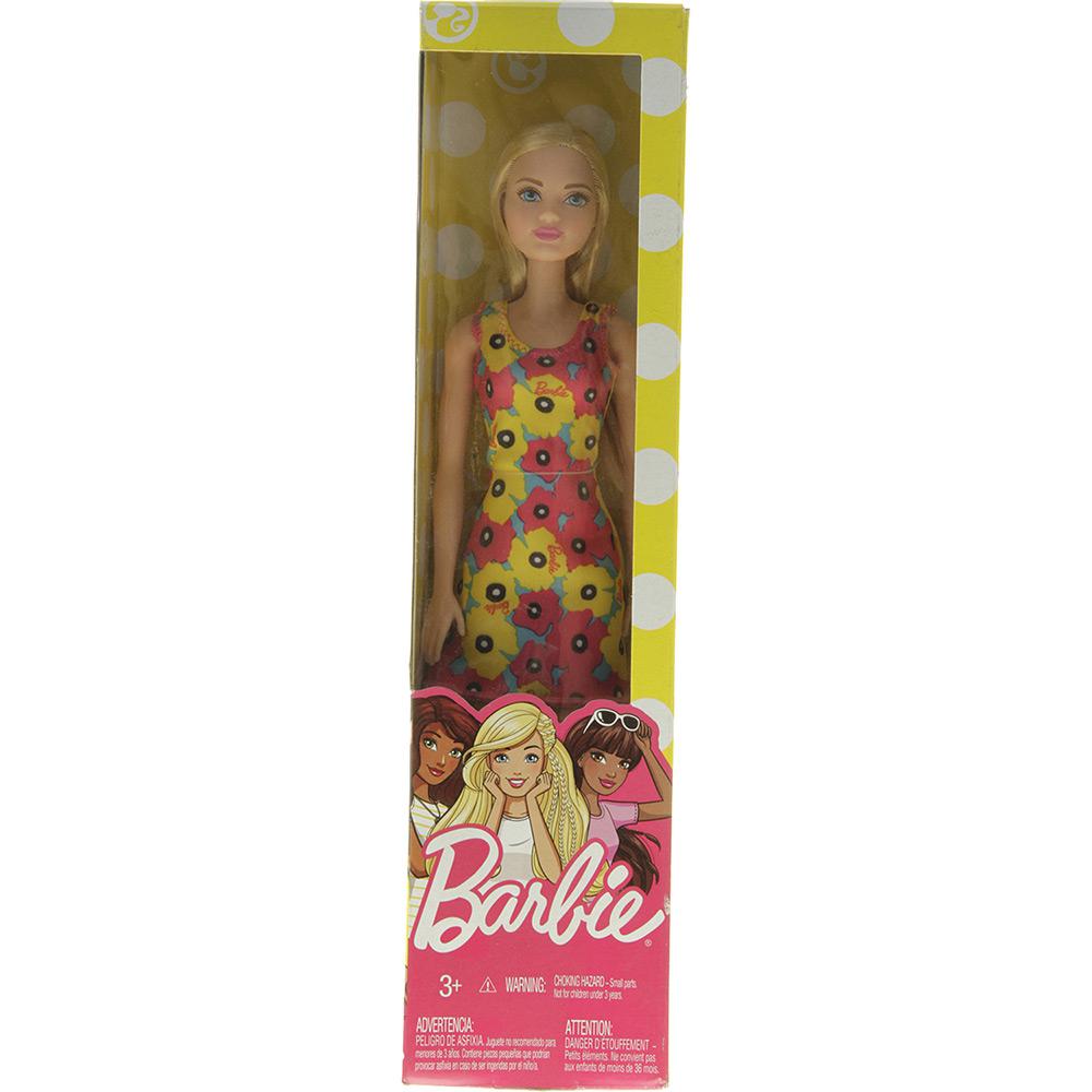 Boneca barbie fashion and beauty vestido preto com estampa rosa mattel