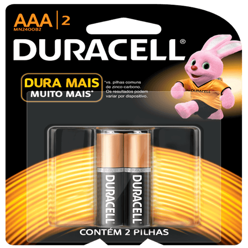 Pilha Alcalina AAA - Cartela com 2 unidades - Duracell DURACELL