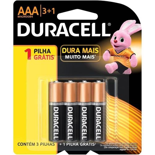 Pilha Alcalina  AAA - Cartela com 4 Unidades - Duracell DURACELL