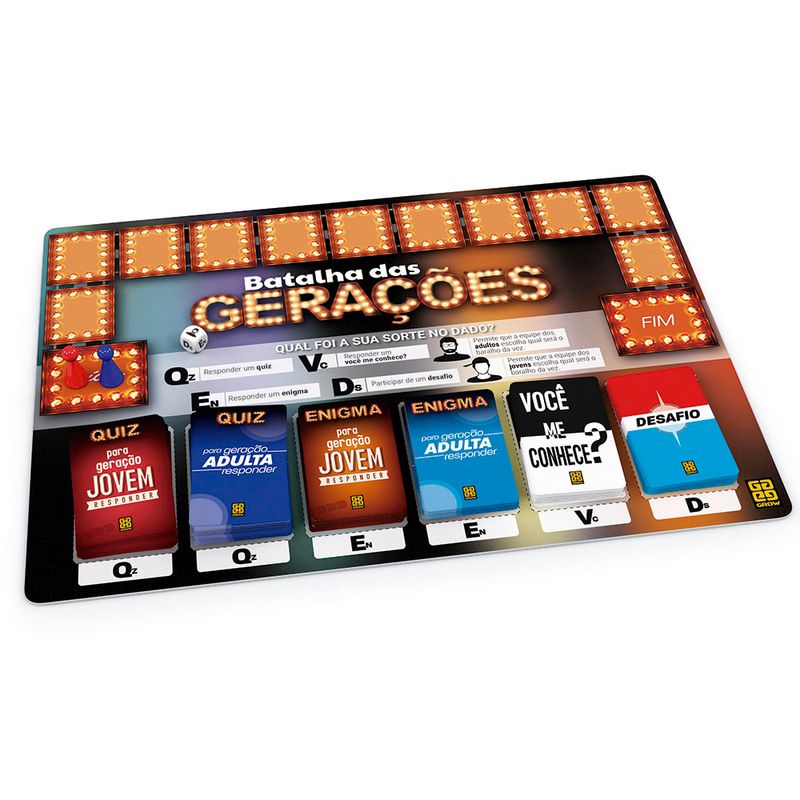 Jogo de Tabuleiro Batalha das Gerações com 360 Cartas - 03583 - Grow -  Dorémi Brinquedos