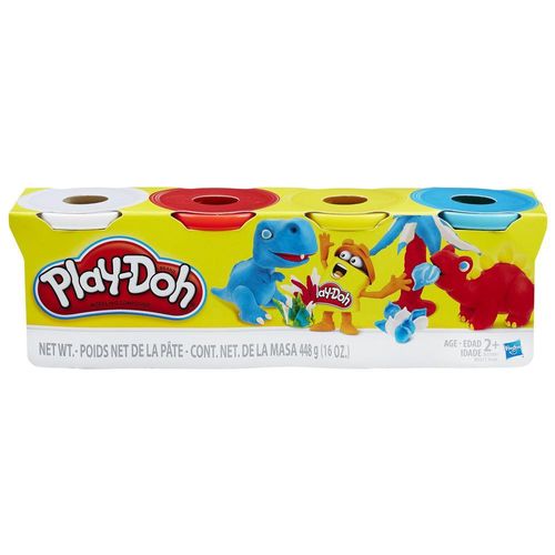 Massa de Modelar - Play Doh com 4 Cores - Branco, Vermelho, Amarelo e Azul HASBRO