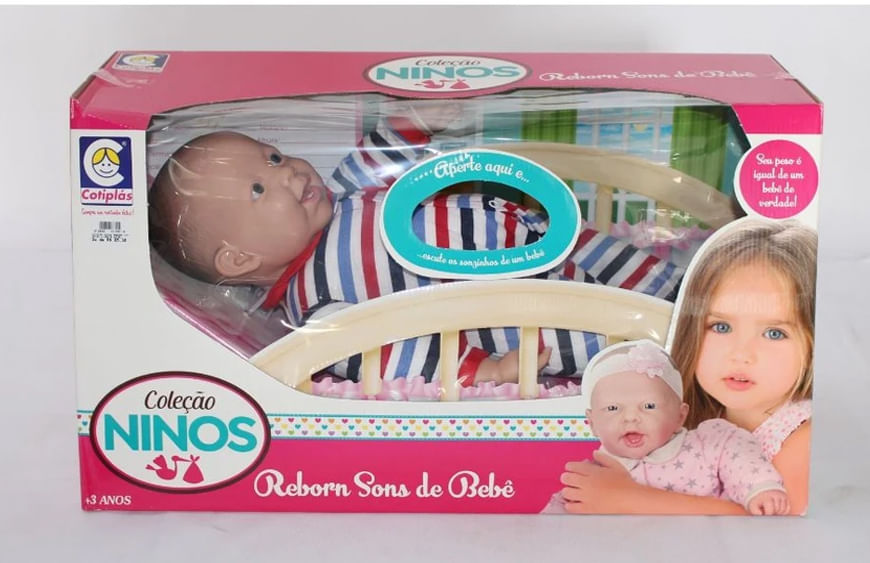 Coleção Ninos Boneca Reborn Sons de Bebê Cotiplás 24171-U-U - Only Megastore