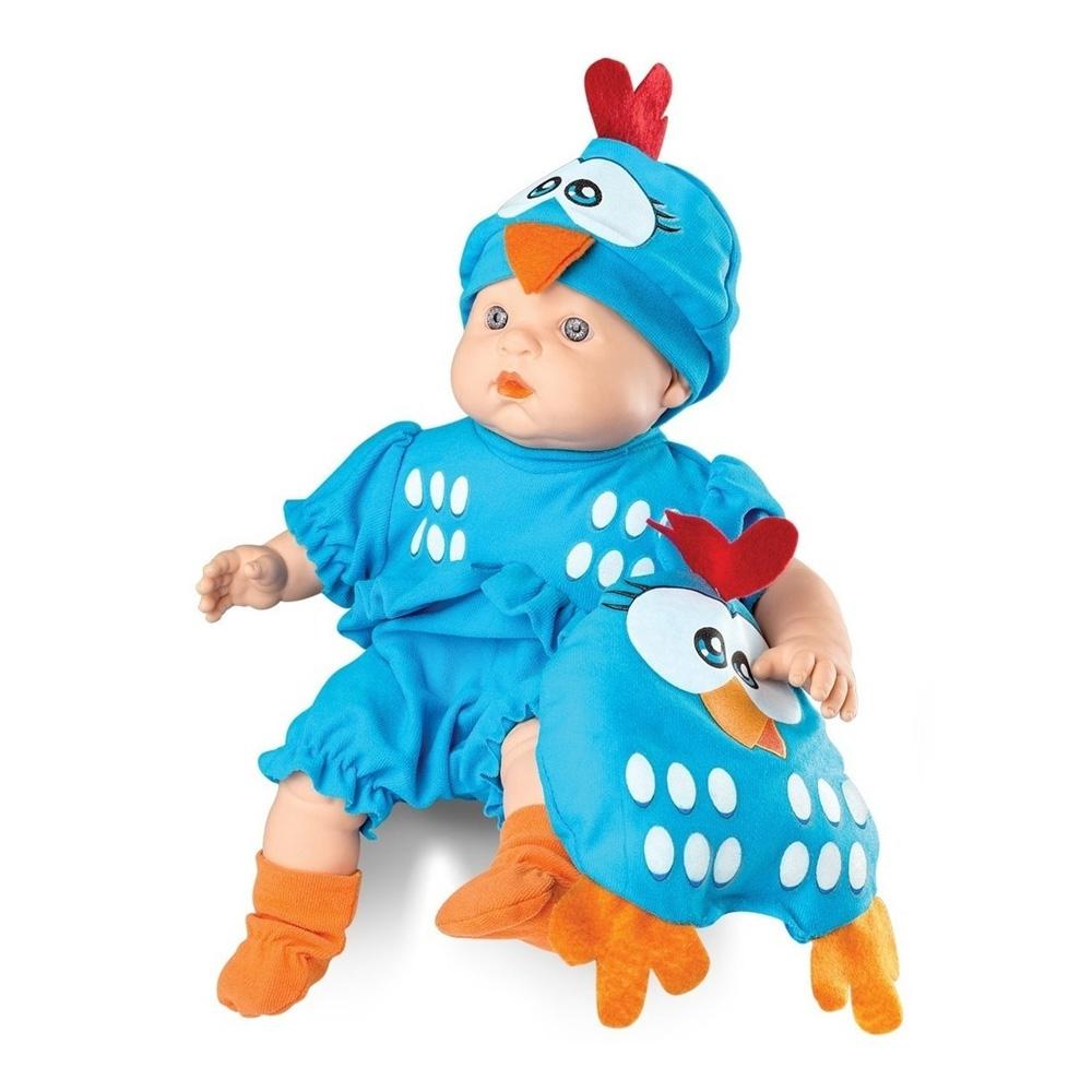 Boneca Com Touquinha Dolls Collection Reborn Roupa Azul - SuperToys