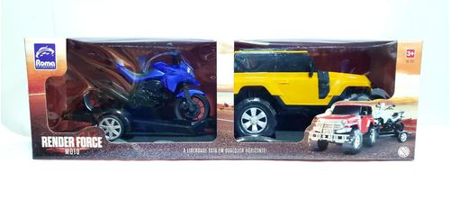 Veiculo Roda Livre - Render Force - Com Moto - Amarelo e Azul ROMA JENSEN