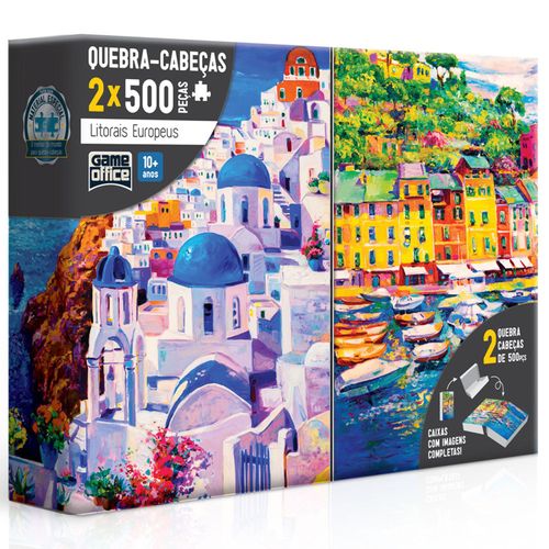 Conjunto - Quebra Cabecas - Litorais Europeus - Italia e Grecia - 500 Pcs TOYSTER