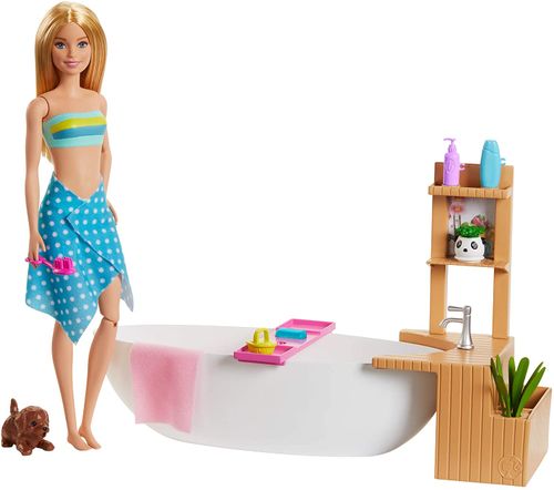 Playset Barbie Fashion - Banho de Espuma - Boneca e Pet - Com Acessorios MATTEL