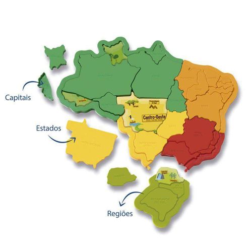 Mapa do Brasil - 3D Plastico - Linha Multidisciplinar ELKA