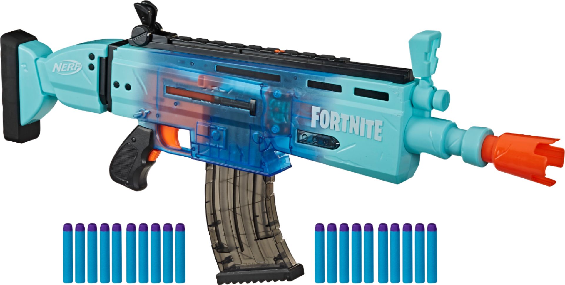 Nerf Scar-L Fortnite, 20 Dardos, Automática com Pilhas, Brinquedo Nerf  Usado 77287370