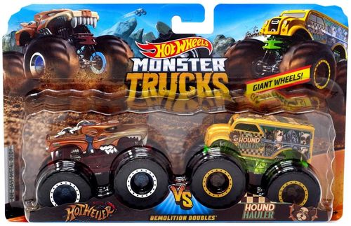 Carrinhos - Hot Wheels Monster Trucks - Demolition Doubles - Hotweiler vs Hound Hauler MATTEL