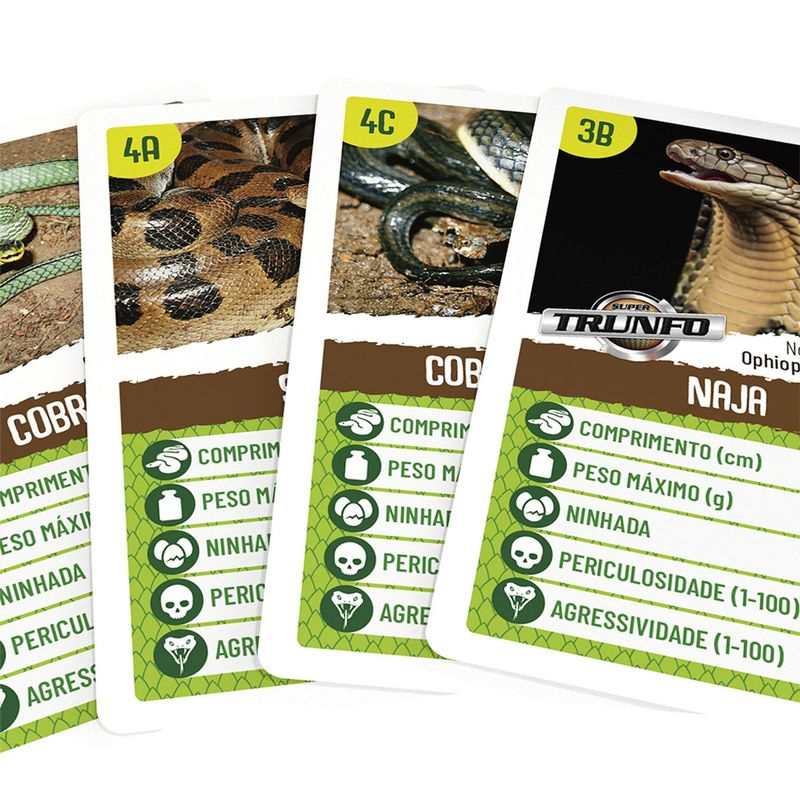 Trunfo cobras e serpentes 32 cartas - Grow Grow entrega delivery rápido