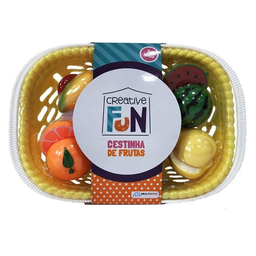 Cestinha de Frutas - Creative Fun - Frutinha Com Velcro - Cesta Amarela MULTIKIDS