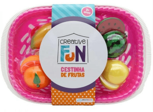 Cestinha de Frutas - Creative Fun - Frutinha Com Velcro - Cesta Rosa MULTIKIDS