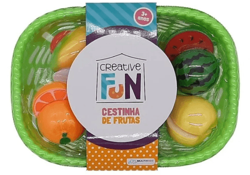 Cestinha de Frutas - Creative Fun - Frutinha Com Velcro - Cesta Verde MULTIKIDS