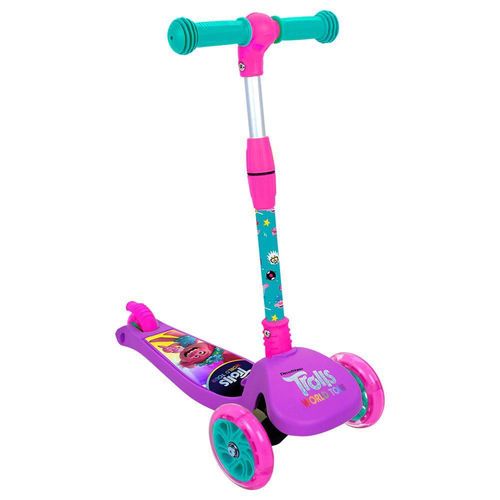 Patinete com Led Trolls Poppy Purple - 3 Rodas Infantil e Dobravel FROES COMERCIO INTER