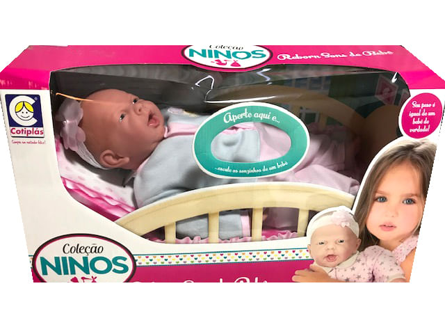 Boneca Coleção Ninos Reborn Menino - Sons de Bebê - Boneca Coleção Ninos Reborn  Menino - Sons de Bebê - COTIPLAS