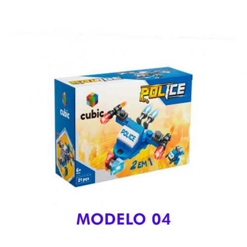 Cubic Serie Police 12 em 1 - Modelo 04 - 21 Pecas MULTIKIDS