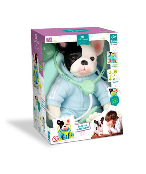 Colecao Bebe Pets - Filhotinhos – Hora do Veterinario - Buldogue ROMA JENSEN