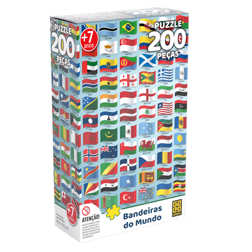Puzzle 200 pecas Bandeiras do Mundo - 04034 GROW