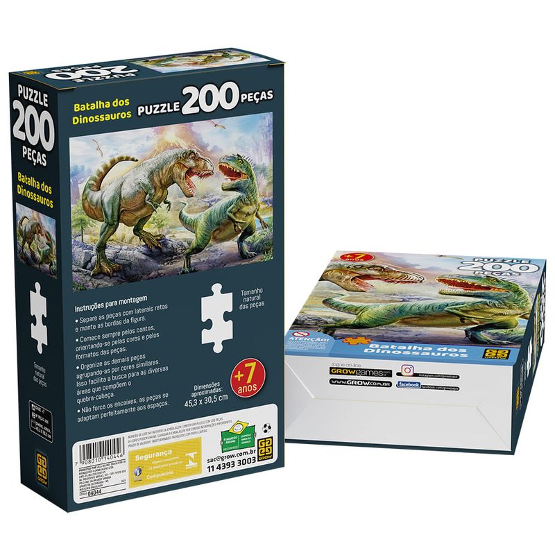 Jogo Puzzle 100 Peças Dinossauros Grow 0100 (123259) na Americanas