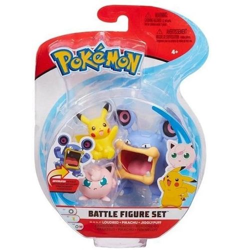 Pokemon Battle Figure Loudred, Pikachu e Jigglypuff - 2603 SUNNY BRINQUEDOS