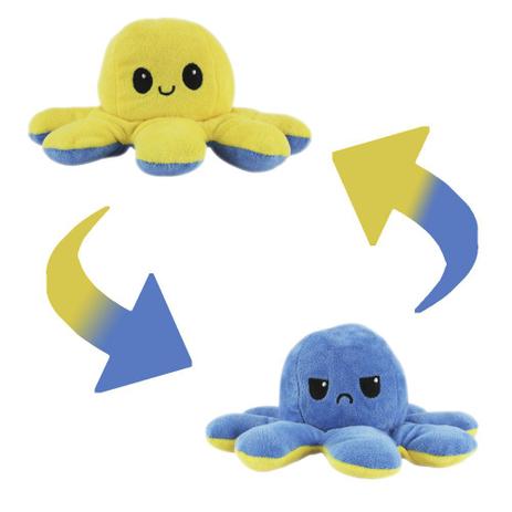 Pelucia - Polvo Reversivel 2 em 1 Pequeno - Azul e Amarelo BBR
