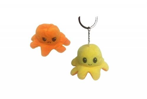 Pelucia Reversivel 2 em 1 Chaveiro Polvo - Laranja e Amarelo BBR