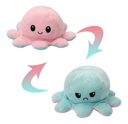 Pelucia Polvo Reversivel Grande - Rosa e Azul BBR