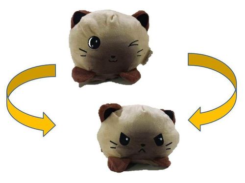 Pelucia Bichinho Gato Marrom e Bege Reversivel 2 em 1 - R3103 BBR