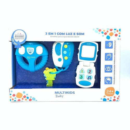 Baby 3 em 1 com Luz e Som - BR1245 - Azul MULTIKIDS