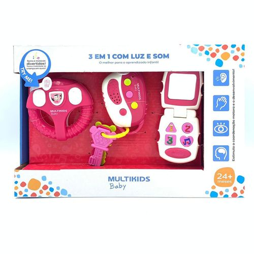 Baby 3 em 1 com Luz e Som - BR1245 - Rosa MULTIKIDS