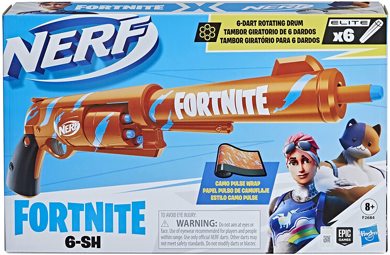 Lançador de Dardos Nerf Fortnite 6-SH Hasbro 7 Peças com