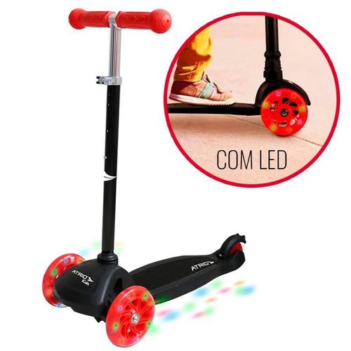 Patinete Infantil Atrio - 3 Rodas - Com Led - Preto MULTIKIDS