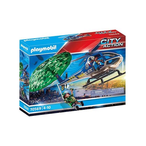 Playmobil - City Action - Helicoptero De Busca Da Policia - Com Paraquedas SUNNY