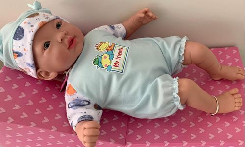 Boneca - Dolls Collection Reborn - Macacao Azul SUPER TOYS