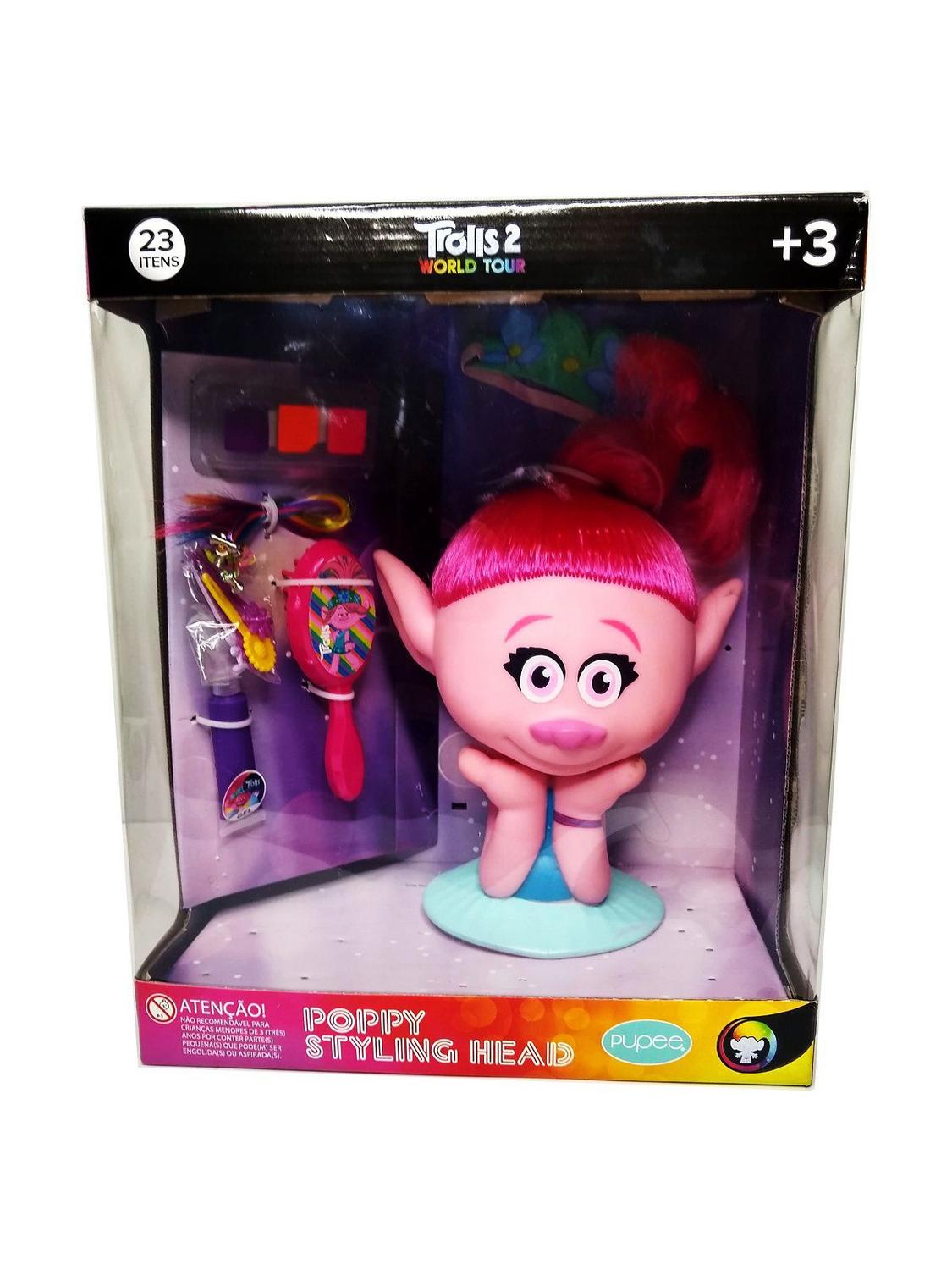 Boneca busto poppy trolls original faça penteados com + 20