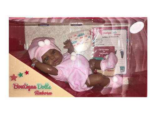 Boneca Negra Menina Reborn Boutique Dolls - 470 SUPER TOYS