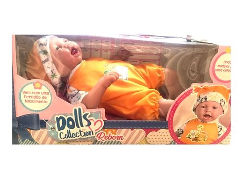 Boneca Dolls Collection Reborn - Laranja -459 SUPER TOYS