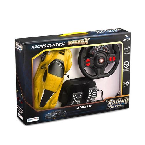 Carro Racing Control Speed X - Volante e Pedal - Amarelo - Multikids MULTIKIDS