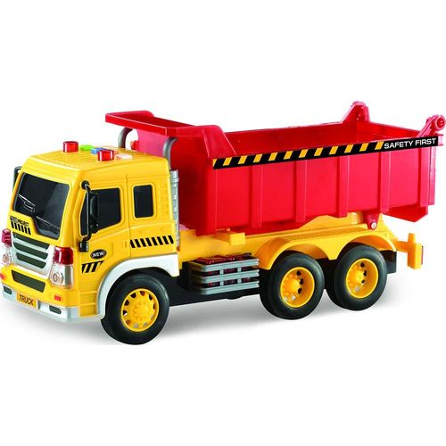 Caminhao Truck Construcao com luz e som 1:16 - 635 - Vermelho e Amarelo SHINY TOYS