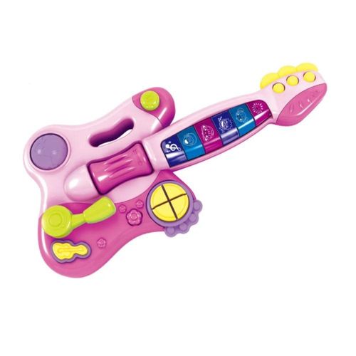 Guitarra Infantil Eletrica Show Com Luz - E Som - Rosa Roll MULTIKIDS