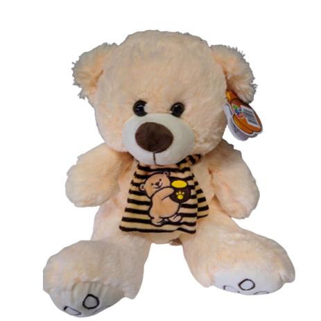 Pelucia Urso BEGE com cachecol 35 cm BBR