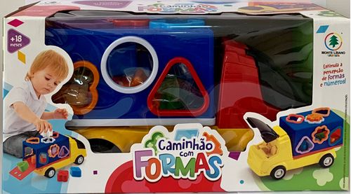 Caminhao com Formas - Cor Azul e Amarelo - MONTE LIBANO