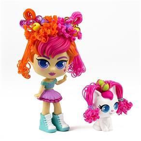 Boneca Curli Girls e Mascote - Laranja NOVABRINK