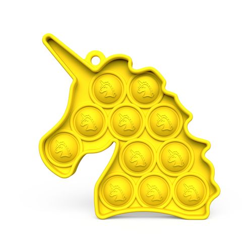 Empurra Estoura Bolha - Unicornio Amarelo - Chaveiro - TERRACO