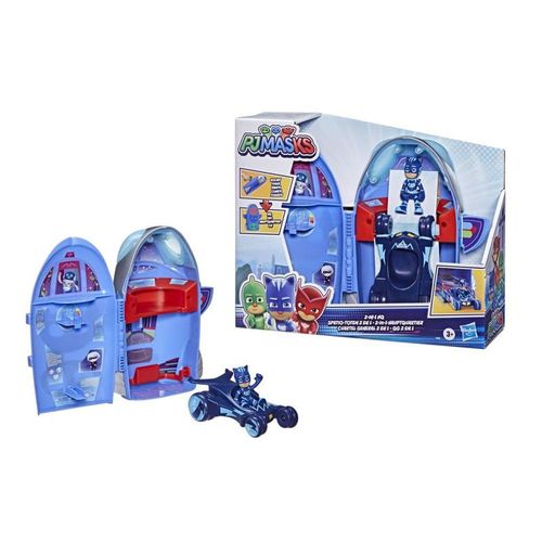 Kit - Pj Masks Menino Gato - Set Quartel General 2 em 1 - Veiculo e Mini Boneco HASBRO