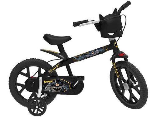 Bicicleta Infantil Aro 14 Bandeirante Batman Preta - com Rodinhas BANDEIRANTE