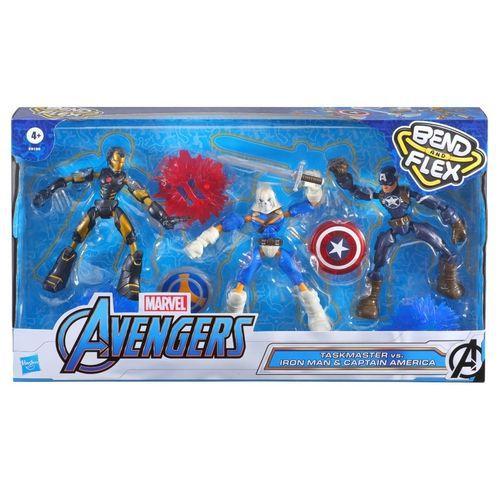 KIT BONECOS BEND N FLEX MARVEL VINGADOR - Homem De Ferro, Capitao America E Treinador HASBRO