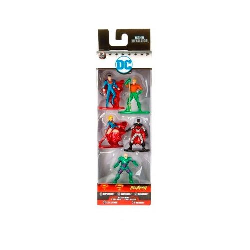 Bonecos de Metal Jada Nano DC Comics Pack com 5 Unidades - Superman, Supergirl, Aquaman, Lex Luthor, Batman ARMARINHOS FERNANDO