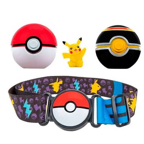 Cinto Pokemon - Com Pokebola e Figura do Pikachu - Vermelho e Preto SUNNY BRINQUEDOS