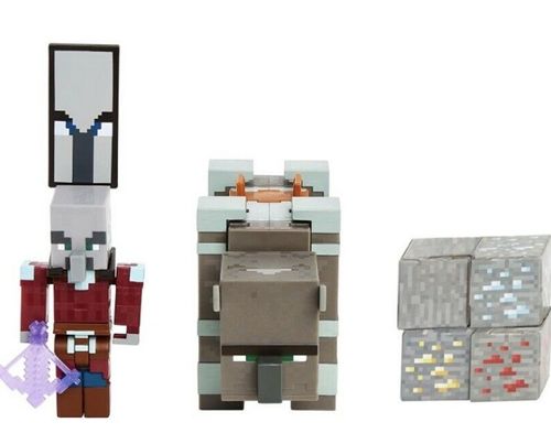 Conjunto com figuras articuladas - Capitao de Ataque e Saqueador - Minecraft MATTEL